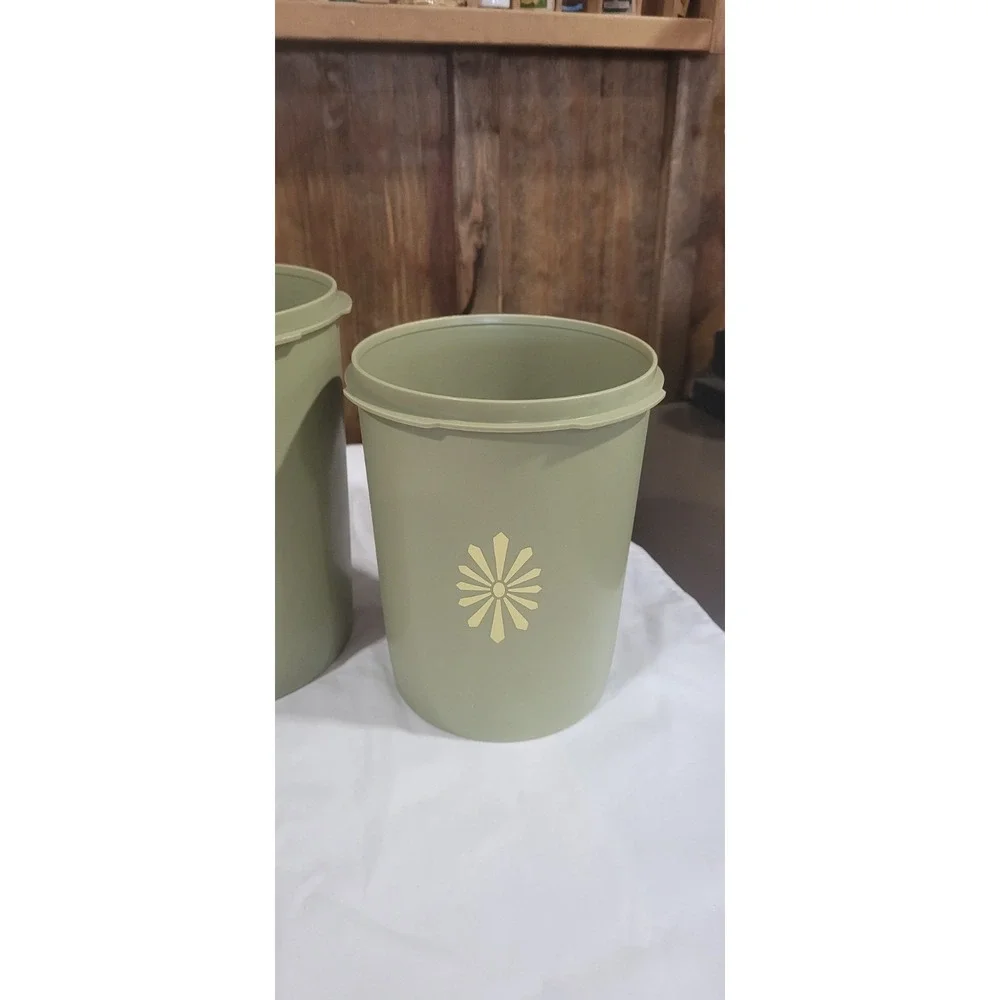 Set of 3 Tupperware 807 809 811 Canisters Sunburst Green no Lids Vintage